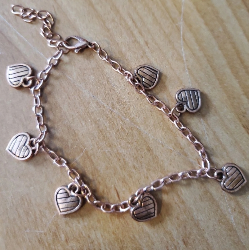 Copper color hearts bracelet